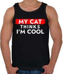 printfashion My cat thinks I'm Cool - Férfi atléta - Fekete (12033548)