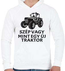 printfashion Szép vagy, mint egy új traktor. - Férfi kapucnis pulóver - Fehér (4851167)