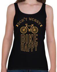 printfashion Don't worry - Bike happy - Női atléta - Fekete (7432325)