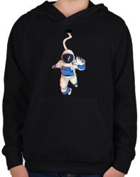 printfashion Asztronauta - Gyerek kapucnis pulóver - Fekete (2390916)