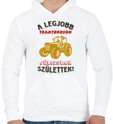 printfashion Traktoros szülinapja július - Férfi kapucnis pulóver - Fehér (5748927)