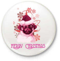 printfashion christmas pug - Kitűző, hűtőmágnes - Fehér (3082902)