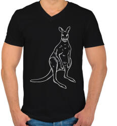 printfashion Kenguru körvonal - Férfi V-nyakú póló - Fekete (14000823)