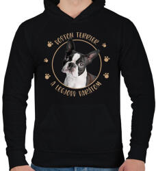 printfashion Boston terrier - Legjobb barát - Férfi kapucnis pulóver - Fekete (7175633)
