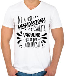 printfashion Mi a menyasszony csapata vagyunk - Férfi V-nyakú póló - Fehér (7265052)