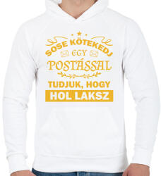 printfashion Sose kötekedj egy postással - Férfi kapucnis pulóver - Fehér (9009493)