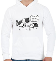 printfashion Cica barát - tudod mennyi az idő - Férfi kapucnis pulóver - Fehér (4101054)