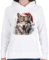 printfashion Karácsonyi farkas - Női kapucnis pulóver - Fehér (14950167)