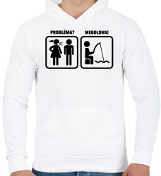 printfashion Probléma? Megoldva! Horgászat - Férfi kapucnis pulóver - Fehér (1225865)