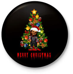 printfashion chucky christmas - Kitűző, hűtőmágnes - Fekete (5641673)