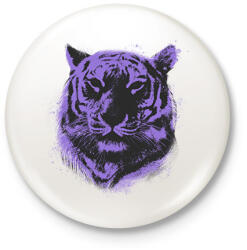 printfashion Lila tigris - Kitűző, hűtőmágnes - Fehér (13390099)