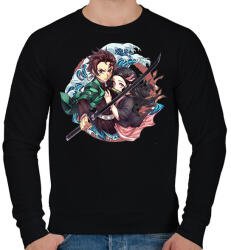 printfashion Tanjiro én Nezuko - Férfi pulóver - Fekete (14855477)