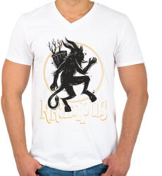 printfashion Krampusz virgács Mikulás helyett - Férfi V-nyakú póló - Fehér (11370364)