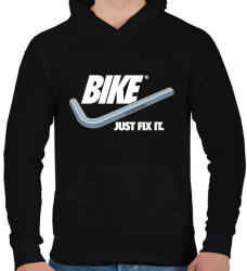 printfashion Bike Just fix it - Férfi kapucnis pulóver - Fekete (2558899)