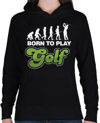printfashion Golf evolúció - Női kapucnis pulóver - Fekete (1227596)