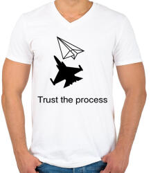 printfashion Trust the process - Férfi V-nyakú póló - Fehér (16753246)
