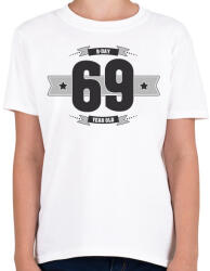 printfashion b-day-69-dark-lightgrey - Gyerek póló - Fehér (515139)