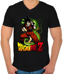 printfashion goku - Férfi V-nyakú póló - Fekete (15004958)