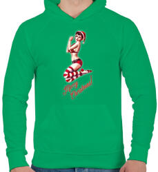 printfashion Karácsonyi szexi kobold lány - Férfi kapucnis pulóver - Zöld (5619465)