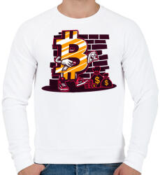 printfashion Bitcoin király - Férfi pulóver - Fehér (4970376)