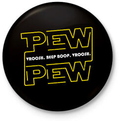 printfashion Pew Pew beep boop - Kitűző, hűtőmágnes - Fekete (8518462)