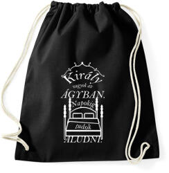 printfashion király az ágyban (fehér szöveggel) - Sportzsák, Tornazsák - Fekete (13511812)