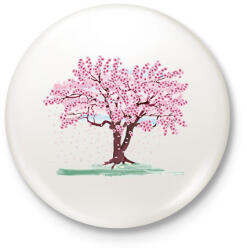 printfashion Virágzó cseresznyefa - Kitűző, hűtőmágnes - Fehér (10699265)