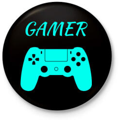 printfashion GAMER - Kitűző, hűtőmágnes - Fekete (3100427)
