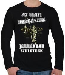 printfashion Januári horgász - Férfi hosszú ujjú póló - Fekete (4764969)