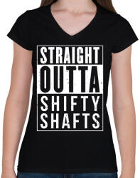 printfashion SHIFTY SHAFTS - Női V-nyakú póló - Fekete (946806)