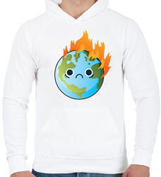 printfashion Lángoló Föld - Férfi kapucnis pulóver - Fehér (6386252)