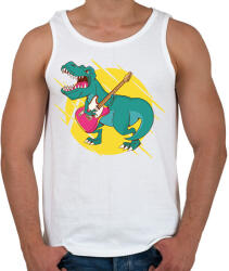 printfashion T-rex gitárral - Férfi atléta - Fehér (7651121)