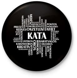 printfashion Pozitív tulajdonságok - névvel - Kitűző, hűtőmágnes - Fekete (15729242)