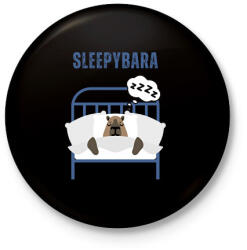 printfashion Sleepybara - Kitűző, hűtőmágnes - Fekete (14185531)