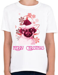 printfashion christmas pug - Gyerek póló - Fehér (2040364)