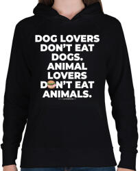 printfashion Animal lovers don't eat animals - vegán aktivista grafika #3 - Női kapucnis pulóver - Fekete (3906460)