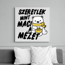 printfashion Szeretlek, mint maci a mézet - páros minta - Vászonkép - Fehér (16814290)