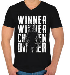 printfashion Winner Winner Chicken Dinner - Férfi V-nyakú póló - Fekete (453446)