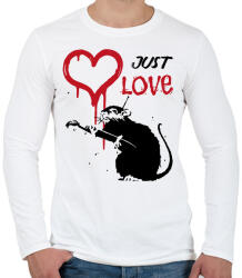 printfashion Just love - Graffiti patkány - Férfi hosszú ujjú póló - Fehér (12748189)