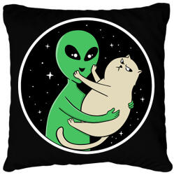 printfashion Alien és macska - Párnahuzat, Díszpárnahuzat - Fekete (14567848)