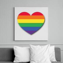 printfashion Szivárványos szív - Vászonkép - Fehér (10432429)