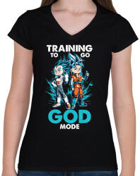 printfashion GOD MODE - Női V-nyakú póló - Fekete (519763)
