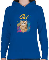 printfashion CAT - Női kapucnis pulóver - Királykék (14687231)