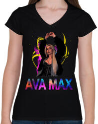 printfashion AVA MAX 4 - Női V-nyakú póló - Fekete (2682883)
