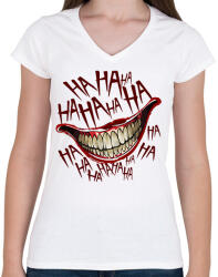 printfashion Joker Smile - Női V-nyakú póló - Fehér (1621388)