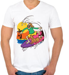 printfashion Szörfös - Férfi V-nyakú póló - Fehér (13239263)