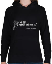 printfashion Petőfi gondolata az időről - Női kapucnis pulóver - Fekete (4880209)
