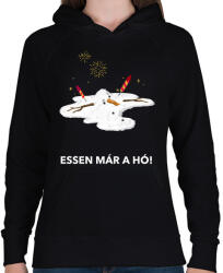 printfashion ESSEN MÁR A HÓ - Női kapucnis pulóver - Fekete (10421495)