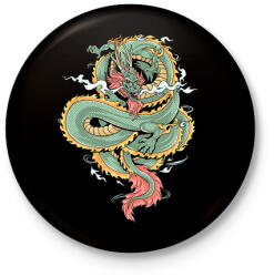 printfashion sárkány - Kitűző, hűtőmágnes - Fekete (13924808)