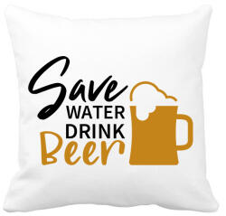 printfashion Save water drink beer - Párnahuzat, Díszpárnahuzat - Fehér (2804436)